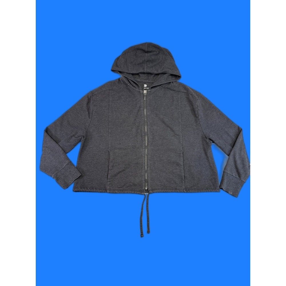 all in motion Dark Hoodie L Gray Zip Hooded Long Sleeve Drawstring Fleece